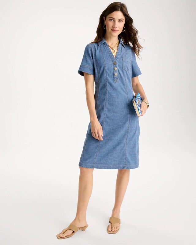 Soft-Stretch Hemp Denim Shirtdress - image 2
